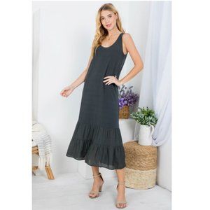 Charcoal Gray Ruffled Tank Dress